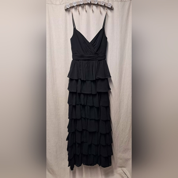 Ieena for Mac Duggal Black Ruffle Evening Dress Size 2 NWT - Picture 5 of 6
